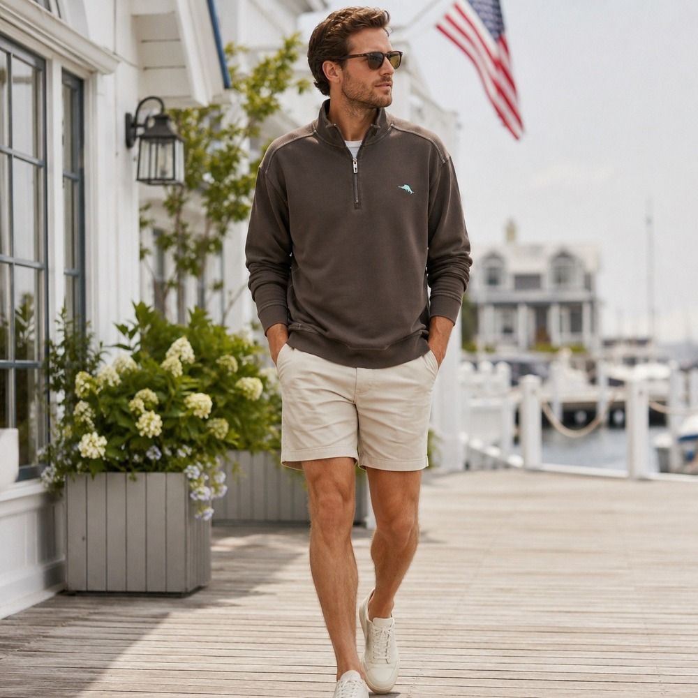 Tommy Bahama Nassau Half-Zip Pullover Sweatshirt XXL Brown Preppy Coastal Beach